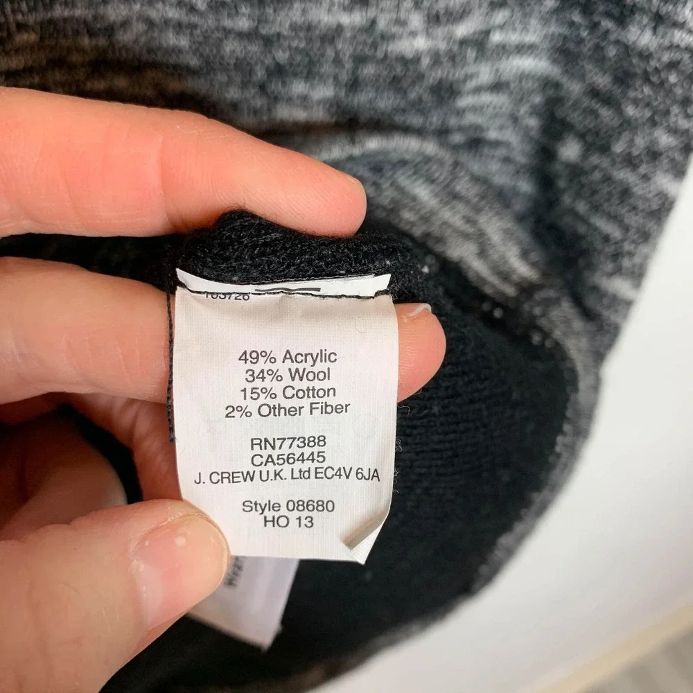 J. CREW space dyed knit sweater top exposed back zipper charcoal 2661